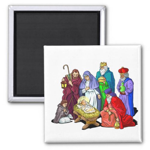 Colorful Christmas Nativity Scene Magnet