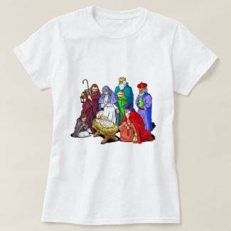 Colorful Christmas Nativity Scene T-Shirt