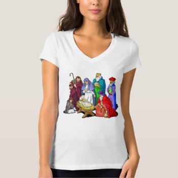 Colorful Christmas Nativity Scene T-shirt by santasgrotto at Zazzle