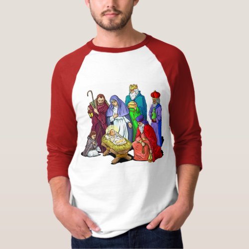 Colorful Christmas Nativity Scene T_Shirt