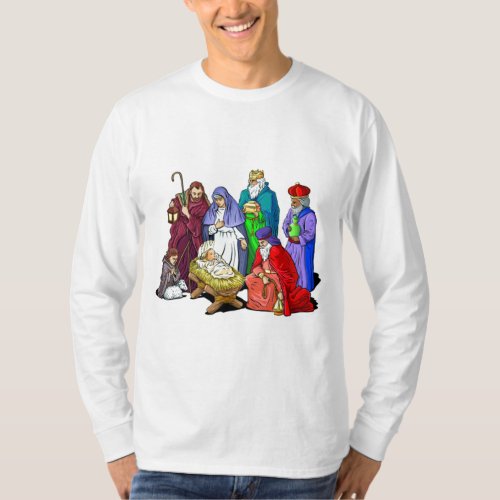 Colorful Christmas Nativity Scene T_Shirt