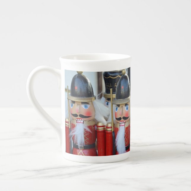 Colorful christmas nutcrackers bone china mug (Left)