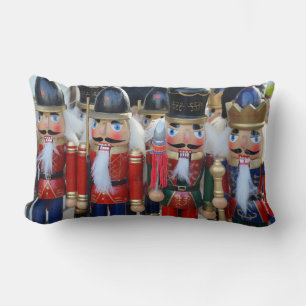 Colorful christmas nutcrackers lumbar pillow
