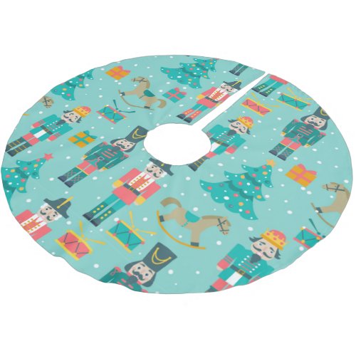 Colorful Christmas Nutcrackers Pattern Brushed Polyester Tree Skirt