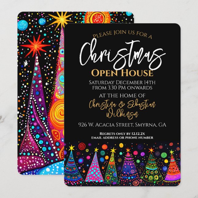 Colorful Christmas Open House Invitation (Front/Back)