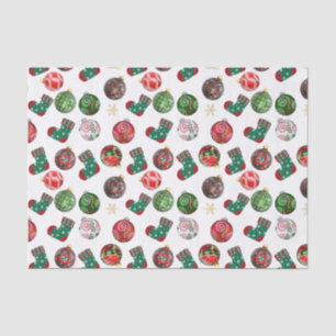 Colorful Christmas Ornaments and Stockings Tissue Paper