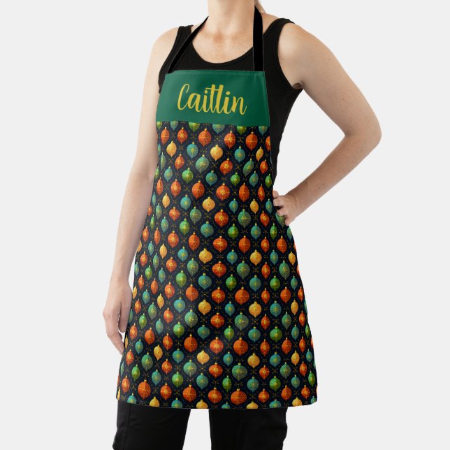 Colorful Christmas Ornaments Apron (Insitu)