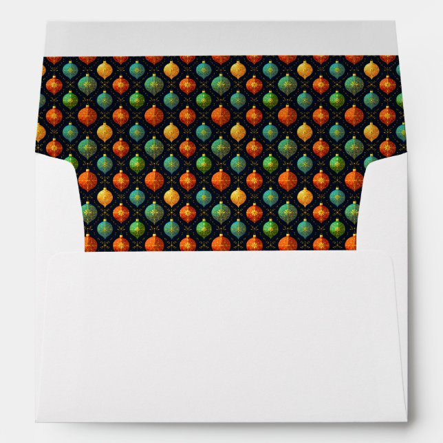 Colorful Christmas Ornaments Envelope (Back (Bottom))