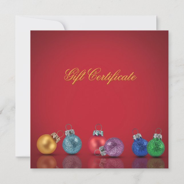 Colorful Christmas Ornaments - Gift Certificate (Front)