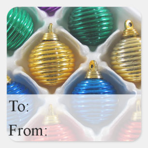 Colorful Christmas Ornaments Gift Tag