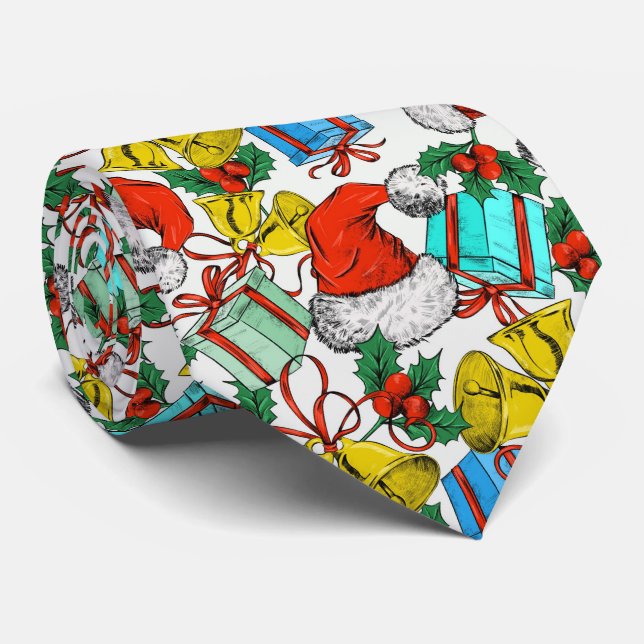 Colorful Christmas Ornaments Holidays Neck Tie (Rolled)