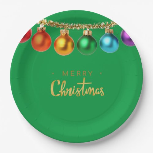 Colorful Christmas Ornaments Merry Christmas Paper Plates