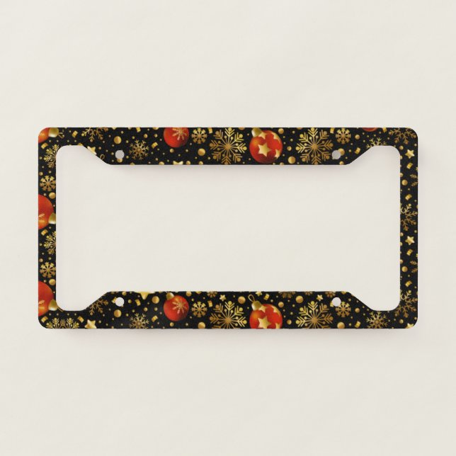 Colorful Christmas ornaments pattern License Plate Frame (Front)