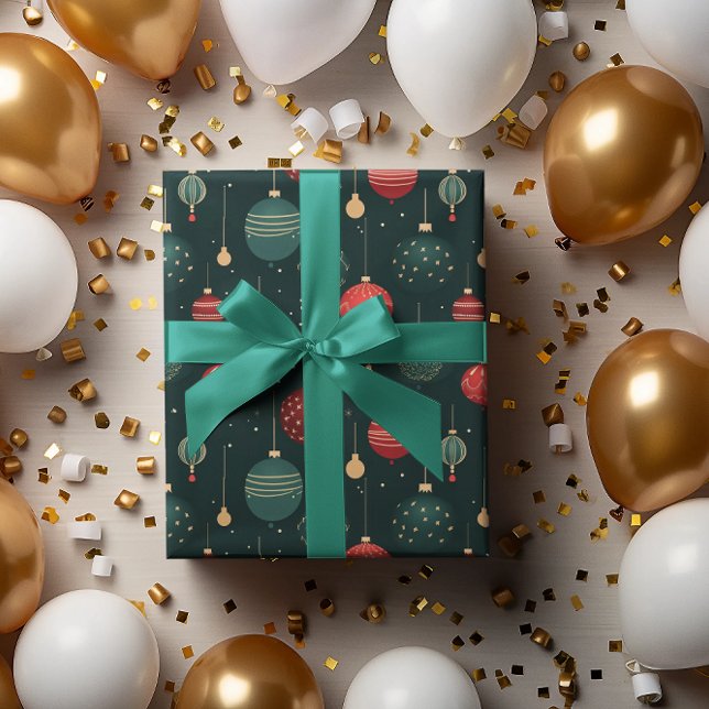 Colorful Christmas Ornaments Pattern Wrapping Paper (Creator Uploaded)