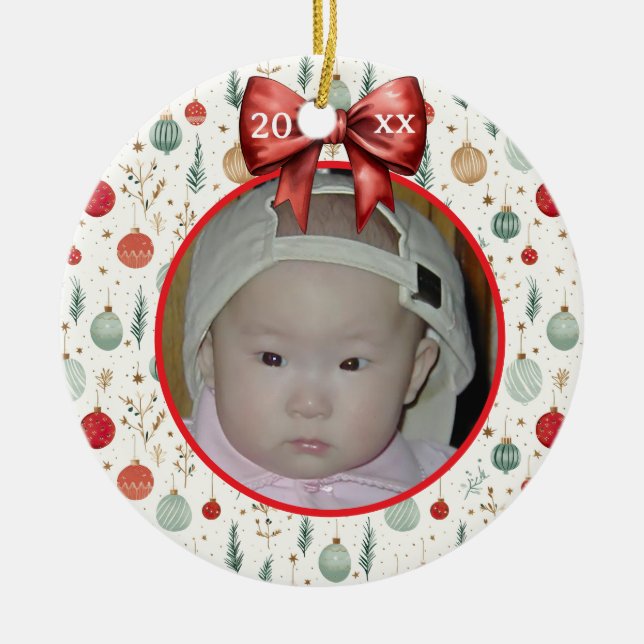 Colorful Christmas Ornaments Personalized Photo (Front)