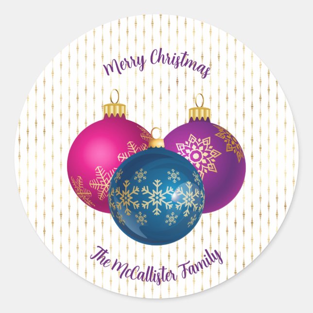Colorful Christmas Ornaments Sticker (Front)