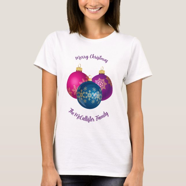Colorful Christmas Ornaments T-Shirt (Front)