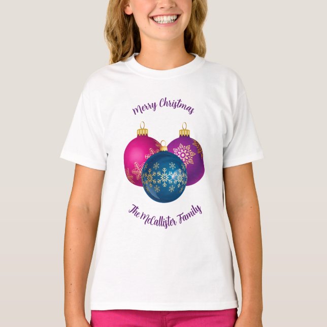 Colorful Christmas Ornaments T-Shirt (Front)