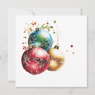 Colorful Christmas Ornaments with Glitter Holiday Card