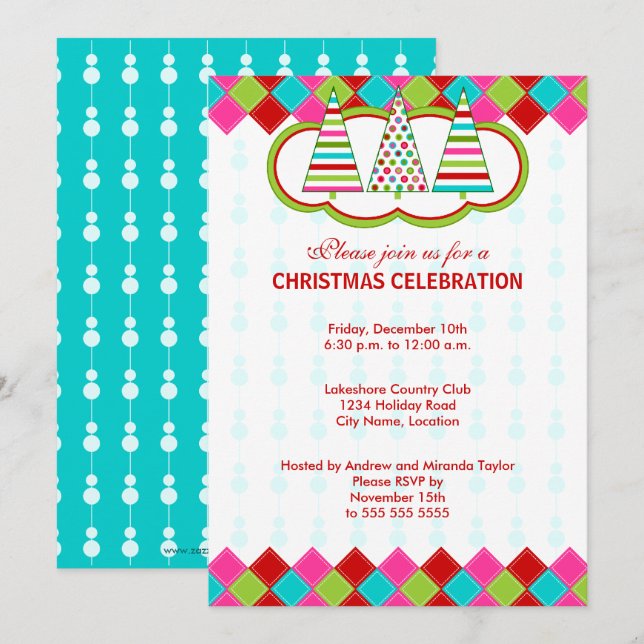 Colorful Christmas Party Invitation (Front/Back)