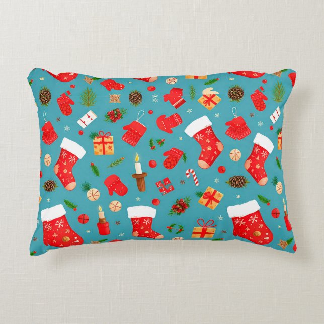 Colorful christmas pattern accent pillow (Front)
