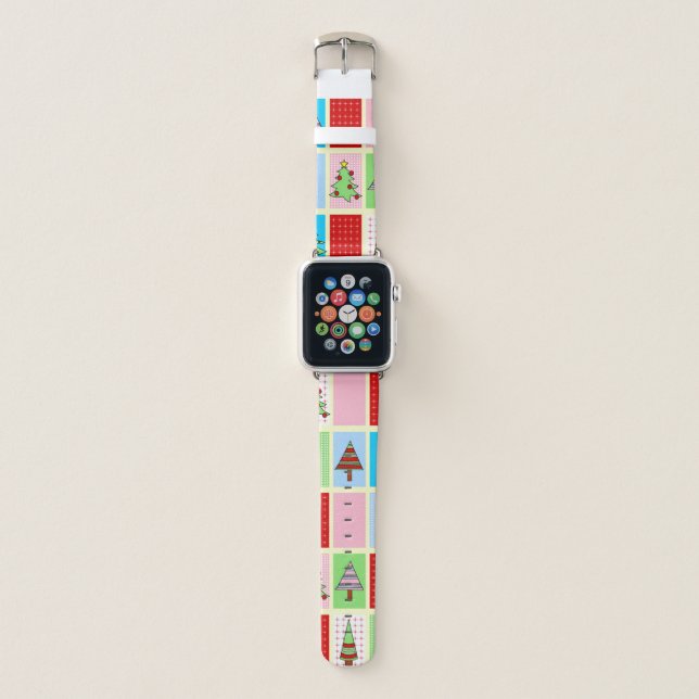 Colorful Christmas Pattern Apple Watch Band (Front)