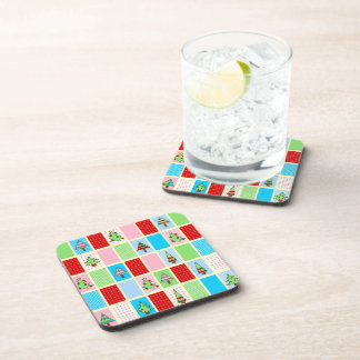 Colorful Christmas Pattern Beverage Coaster