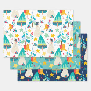 Colorful Christmas pattern custom background Wrapping Paper Sheets
