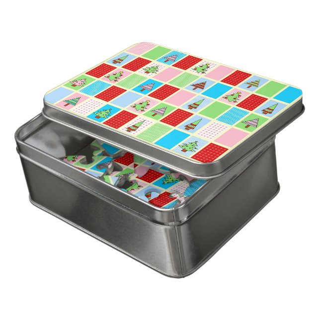 Colorful Christmas Pattern Jigsaw Puzzle (Lid Open)