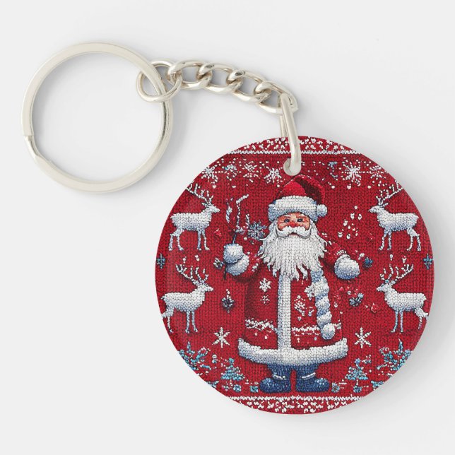 Colorful christmas pattern keychain (Front)