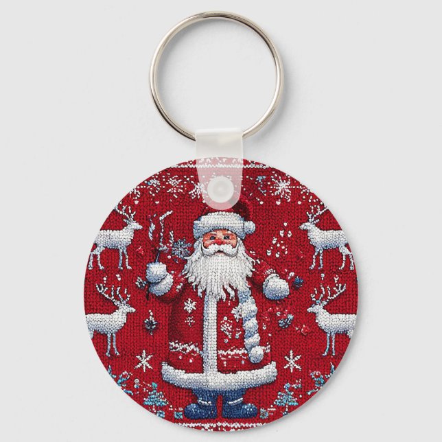 Colorful christmas pattern keychain (Front)