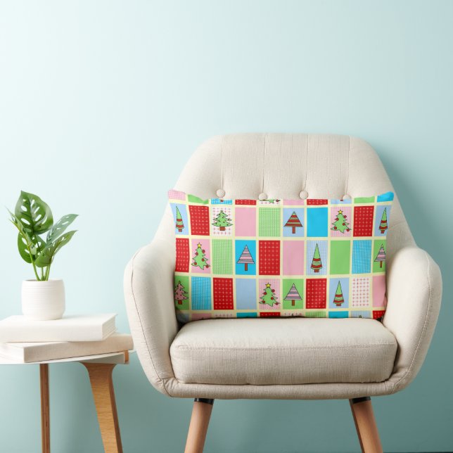 Colorful Christmas Pattern Lumbar Pillow (Chair)