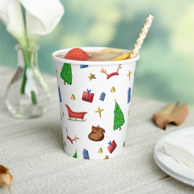 Colorful Christmas Pattern Party Paper Cups (Insitu)