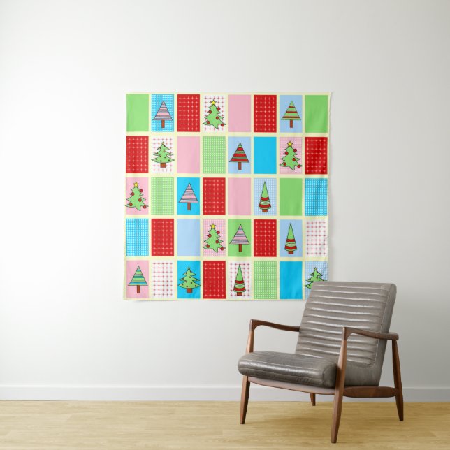 Colorful Christmas Pattern Tapestry (In Situ)