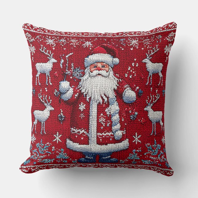 Colorful christmas pattern throw pillow (Front)
