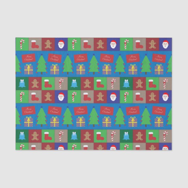 Colorful Christmas Pattern Tissue Paper (Front)