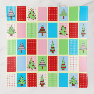 Colorful Christmas Pattern Trinket Tray