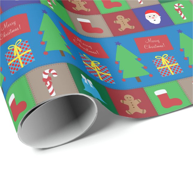 Colorful Christmas Pattern Wrapping Paper (Roll Corner)