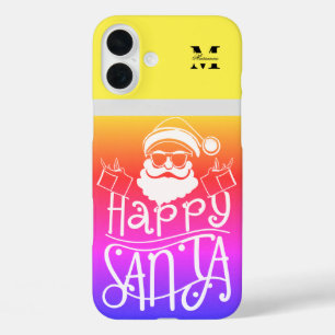 Colorful Christmas personalized name and initial iPhone 16 Plus Case
