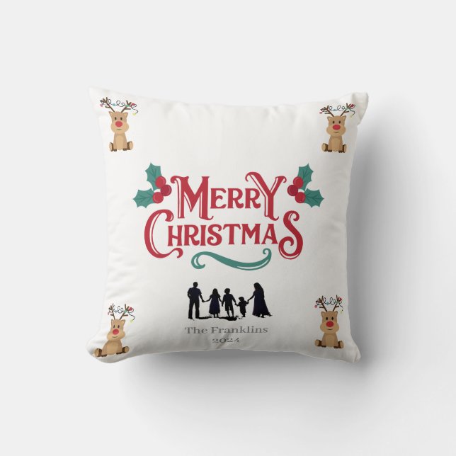 Colorful Christmas Photo Decorative Pillow (Front)