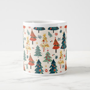 Colorful Christmas Pine Trees Seamless Pattern Giant Coffee Mug