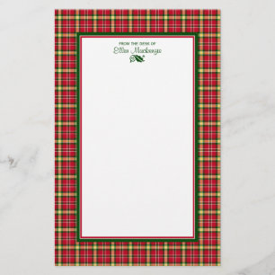 Colorful Christmas Plaid Personalized Stationery