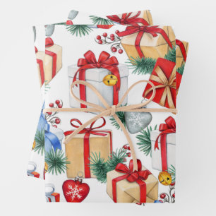 Colorful Christmas Presents Wrapping Paper Sheets