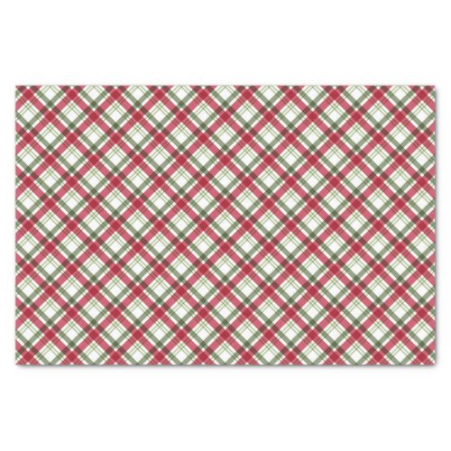 Colorful Christmas Red Green Plaid Pattern Tissue Paper