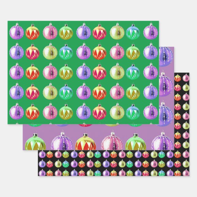 Colorful Christmas Retro Art Wrap Craft Paper (Set)