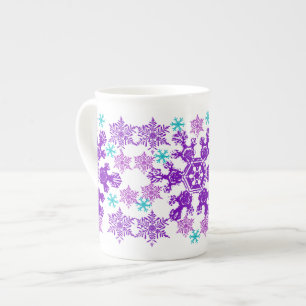 Colorful Christmas Snowflake Bone China Mug