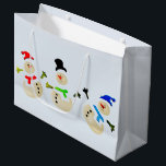 Colorful Christmas Snowman Parade Large Gift Bag<br><div class="desc">Colorful Christmas Snowman Parade Check out all these other great gift ideas! Customize or personalize any of these items by adding your own text such as names, places or things as well as adding your own graphics to create a unique and original items, office products or gift ideas for any...</div>