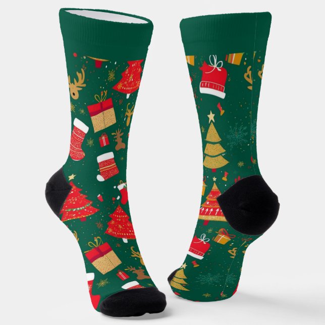 Colorful Christmas Socks with Name (Angled)