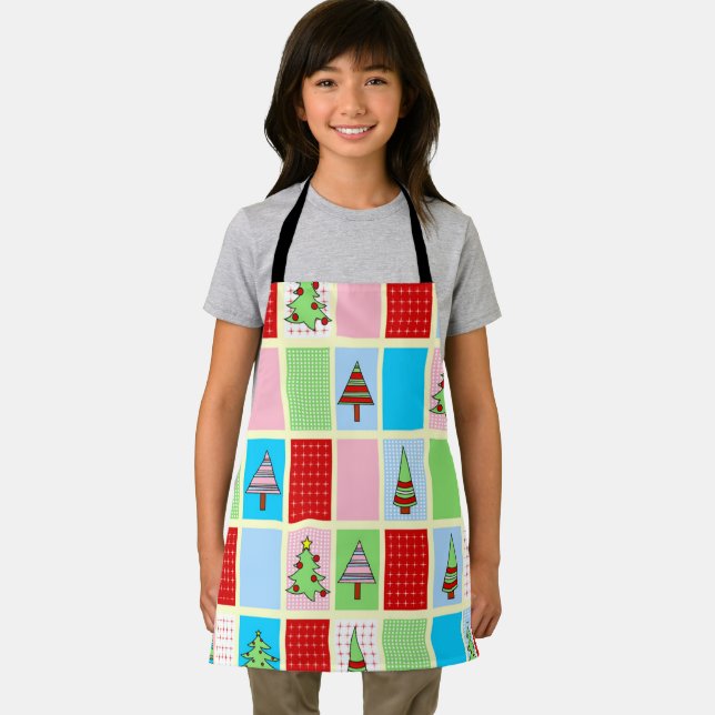 Colorful Christmas Squares Apron (Insitu)