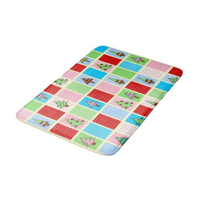 Colorful Christmas Squares Bath Mat (Angled)